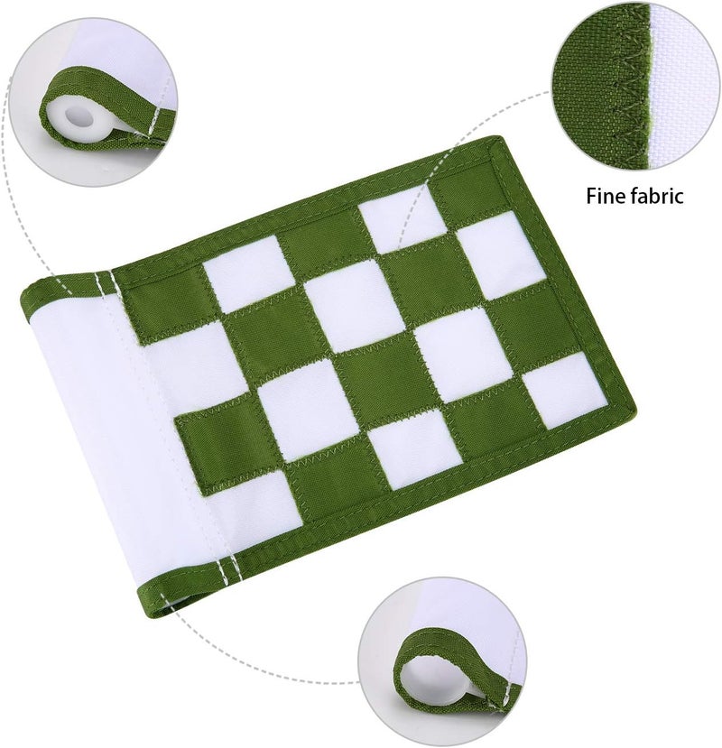 KONDAY Nylon Golf Putting Green Flags - Solid & Checkered, Indoor/Outdoor, Portable Target Flags, 8.7"x6" (White-Green) - Image 5
