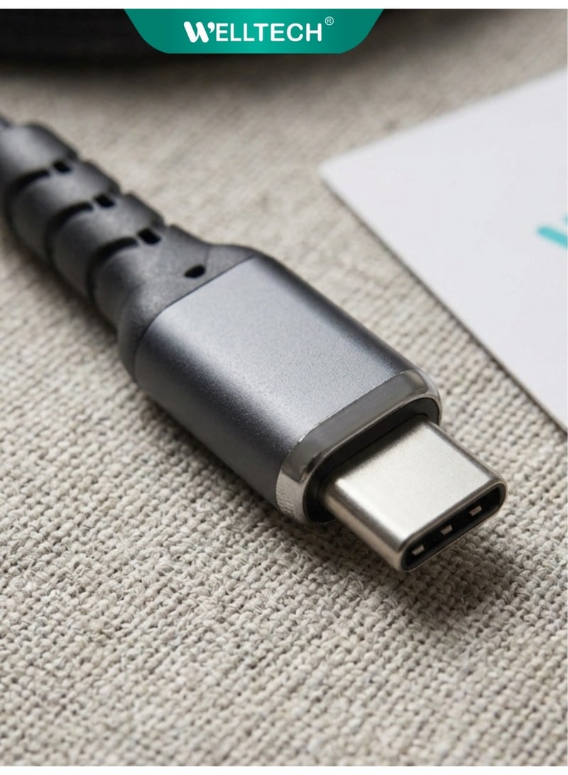 WELLTECH Type C to Type C Fast Charging Cable High Speed Data Cable USB C Cable for Android Laptop Tablet Power Bank Durable Charging Cable WELLTECH STAR50 - Image 2