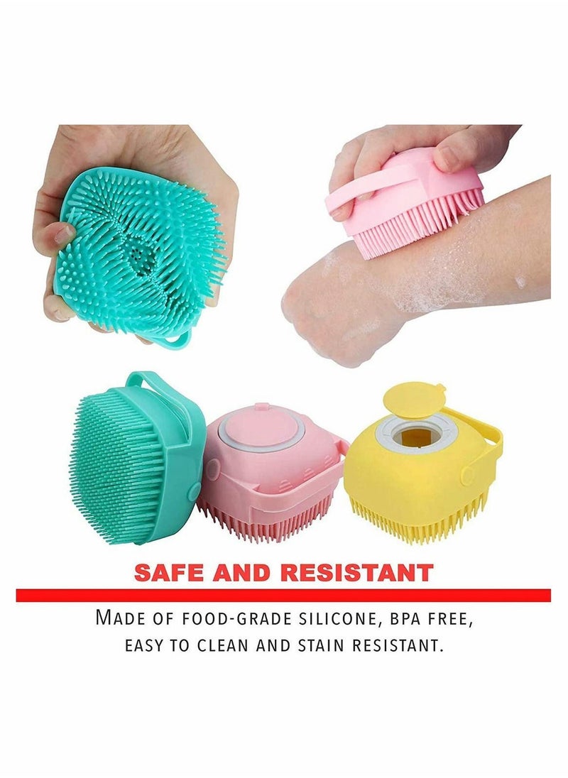 NIBEMINENT Silicone Body Brush, Bath Exfoliating Scrubber, 2-in-1 Shower with Gel Dispenser, Cleansing Massage Shampoo Brush for Baby Men Women - 3 Pieces  - Image 3