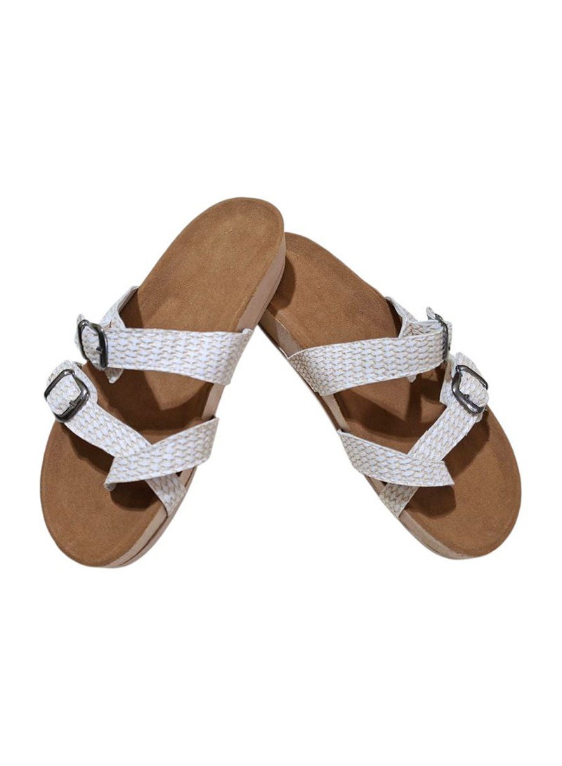 Karisma Cork And Latex Suede Lining Footbed, Soled Slipper Style, Mayari Canvas - Image 1
