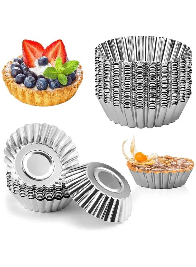 70pcs 2 56inch Aluminum Non Stick Egg Tart Molds Reusable For Cupcakes Muffins Baking - Image 1