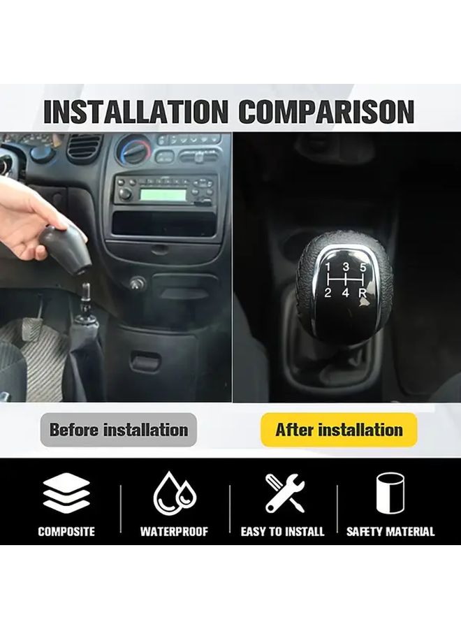 مقبض ناقل الحركة اليدوي لسباقات JDM ذو 5 سرعات - خط أسود - جلد PU مريح - Image 3