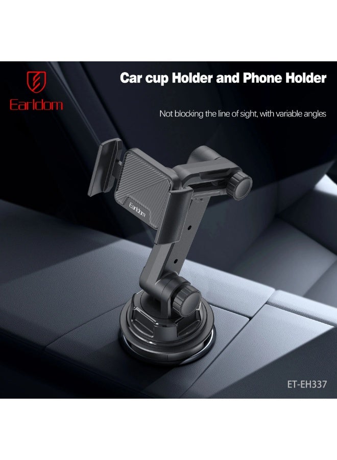 Earldom ET-EH337 Adjustable Car Phone Holder for Cup Holder, 360° Rotatable Mount Compatible with Smartphones - Black - Image 2