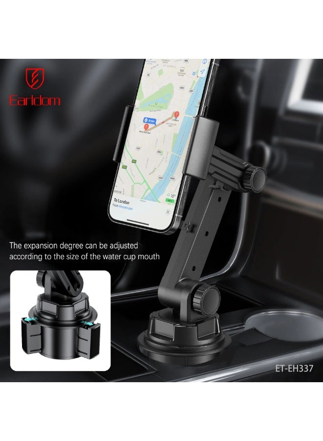 Earldom ET-EH337 Adjustable Car Phone Holder for Cup Holder, 360° Rotatable Mount Compatible with Smartphones - Black - Image 4