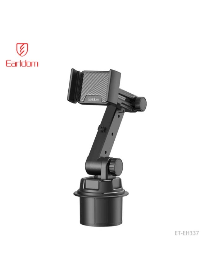 Earldom ET-EH337 Adjustable Car Phone Holder for Cup Holder, 360° Rotatable Mount Compatible with Smartphones - Black - Image 1