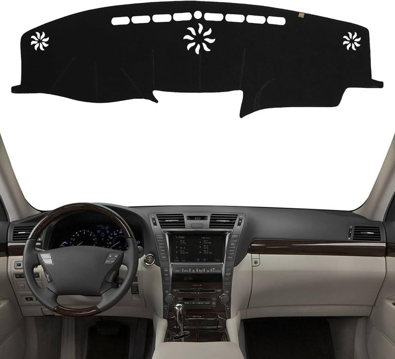 KEYOOG Dashboard Cover Dash Mat Fit for 2012-2007 Le-xus LS LS460 LS600H (for Left Hand Drive),Car Dash Board Mat Anti-Glare Carpet,Non-Slip Pad Sunshield Protector (Black) - Image 1