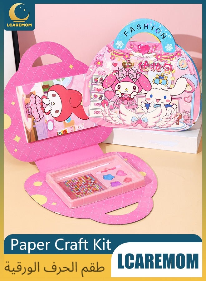LCAREMOM Art Craft Activity for Kids, Paper Makeup DIY Girls Toy Kit, Paper Craft Kits with Diamond Painting and Cartoon Dress up Set, Ideal Birthday, Holiday Party Gift for Girls Ages 3+ Year Old  - Image 1