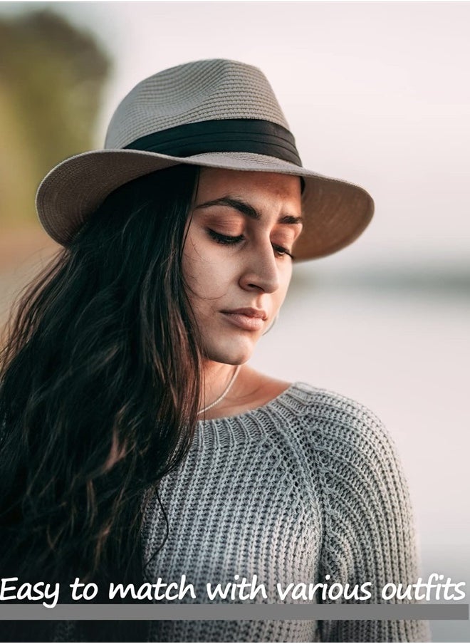 Zylioo - Petite Size Straw Panama Hat for Small Heads,Adjustable Fedora Summer Beach Sun Hat,Little UPF Straw Hat - Image 1