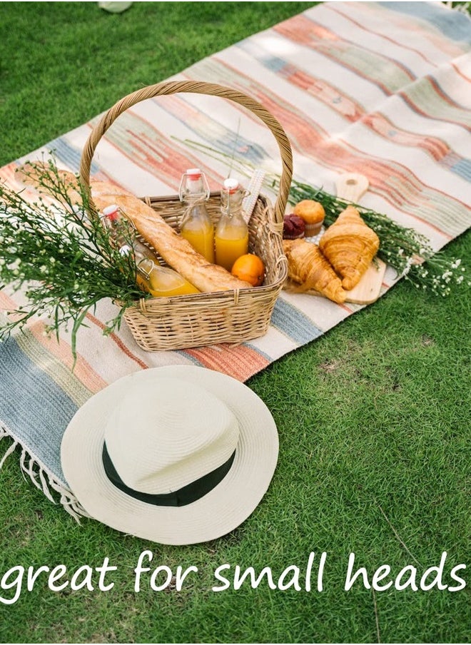 Zylioo - Petite Size Straw Panama Hat for Small Heads,Adjustable Fedora Summer Beach Sun Hat,Little UPF Straw Hat - Image 1