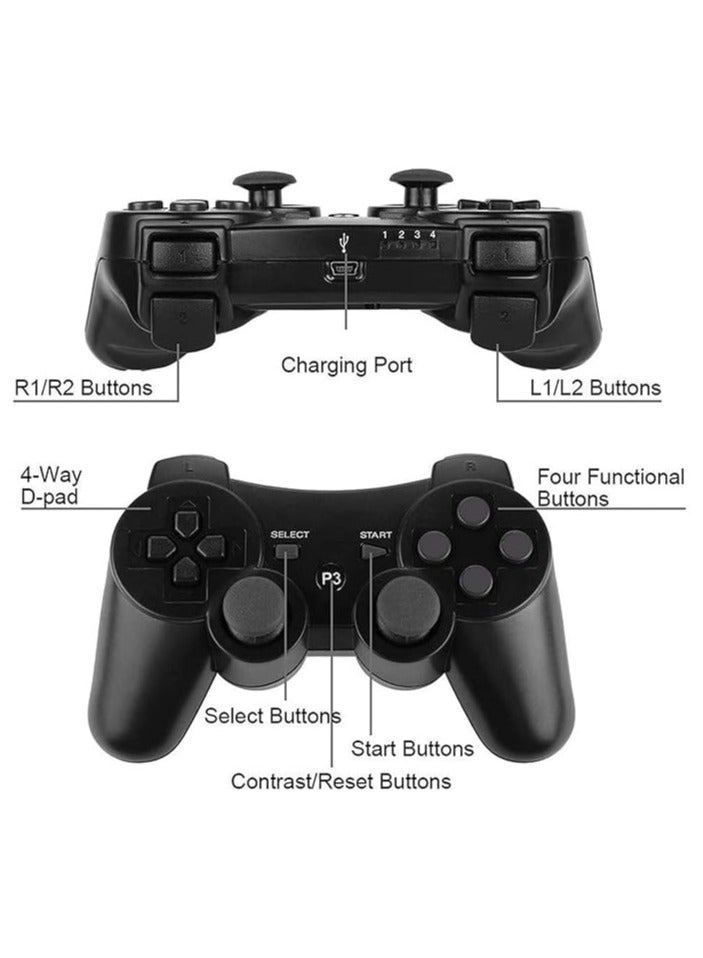 2 Wireless Controllers for PlayStation 3 with Charger Cord (Black) - Image 4