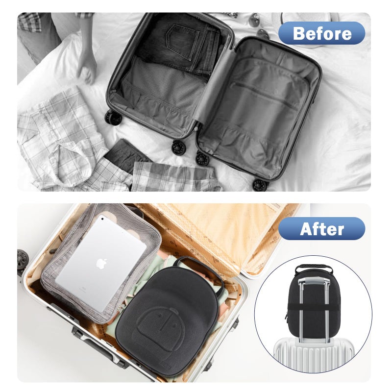 Anguu Hat Travel Case, Hard Hat Carrier Organizer with Clip & Glasses Storage, Holds 6 Baseball Caps for Home/Travel - Black - Image 5