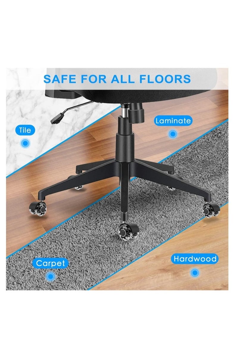 عجلات عجلات كرسي المكتب (مجموعة من 5) ، عجلات الكرسي الثقيلة دعم 2200lbs ، عجلات كرسي المطاط الصامت للأرضيات الخشبية والسجاد ، 2 بوصة عالمية مناسبة (أسود) - Image 3