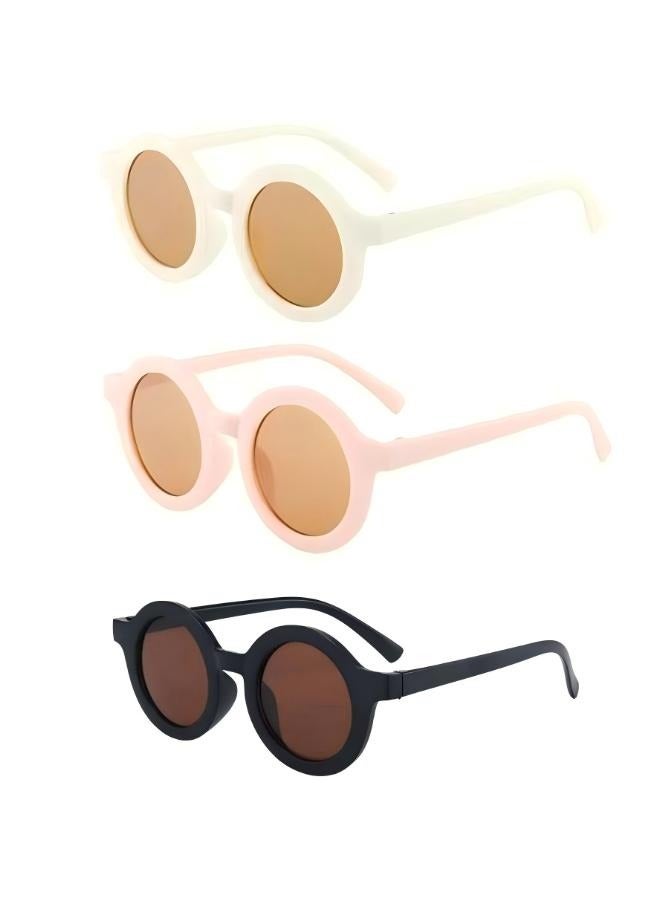 Generic 3PCS Retro Cute Round Sunglasses for Children, Girls, and Boys UV400 Protective Sunglasses  - Image 1