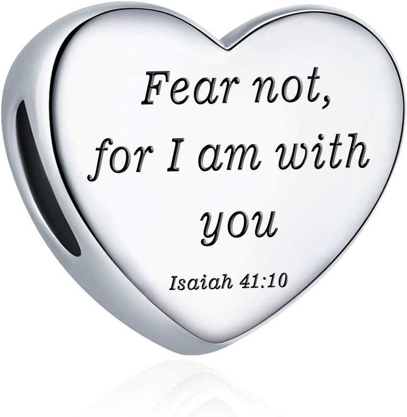 MUERDOU Heart Charm Fit Pandora Charms Bracelet Christian Bible Verse Charm Prayer Faith Religious Charms Gifts for Women - Image 1