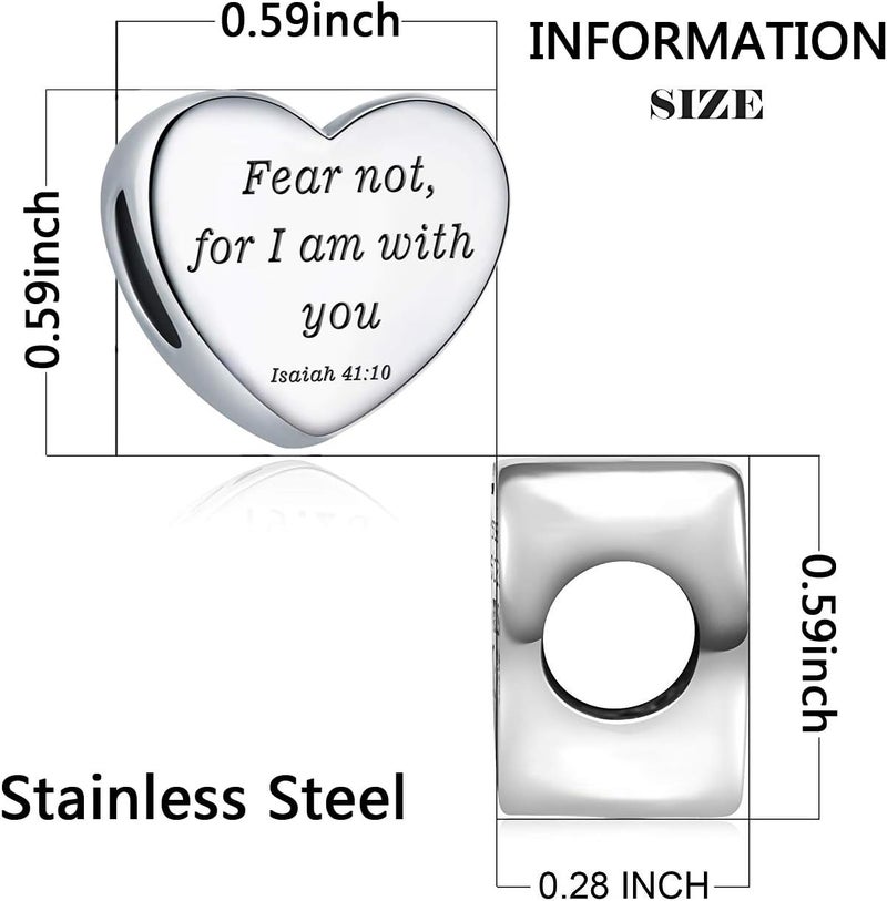 MUERDOU Heart Charm Fit Pandora Charms Bracelet Christian Bible Verse Charm Prayer Faith Religious Charms Gifts for Women - Image 2