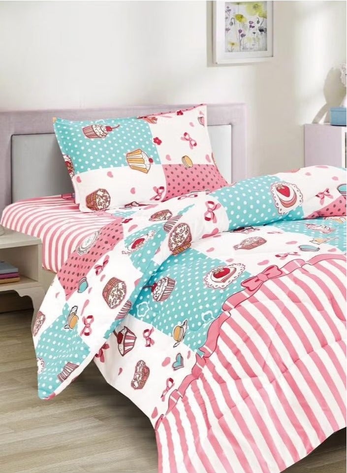 مينج لي لحاف سرير أطفال مقاس مفرد 3 قطع، يتضمن لحاف و ملاءة سرير وغطاء وسادة نوم و غطاء، لحاف خفيف الوزن ويستخدم على الاتجاهين، مناسب لجميع الفصول - Image 2