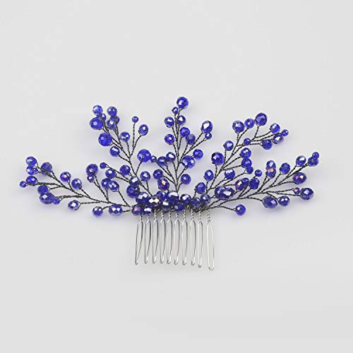 FXmimior Bridal Women Navy Blue Vintage Crystal Rhinestone Vintage Hair Comb Wedding Party Hair Accessories - Image 2