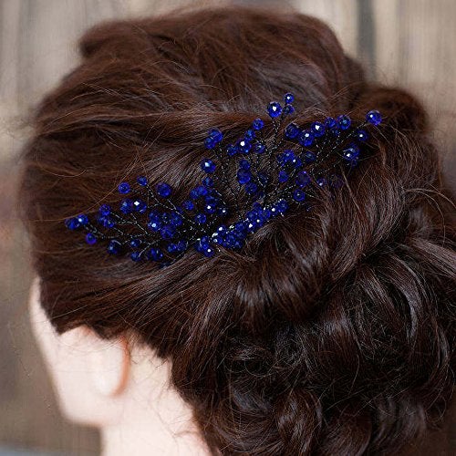FXmimior Bridal Women Navy Blue Vintage Crystal Rhinestone Vintage Hair Comb Wedding Party Hair Accessories - Image 1