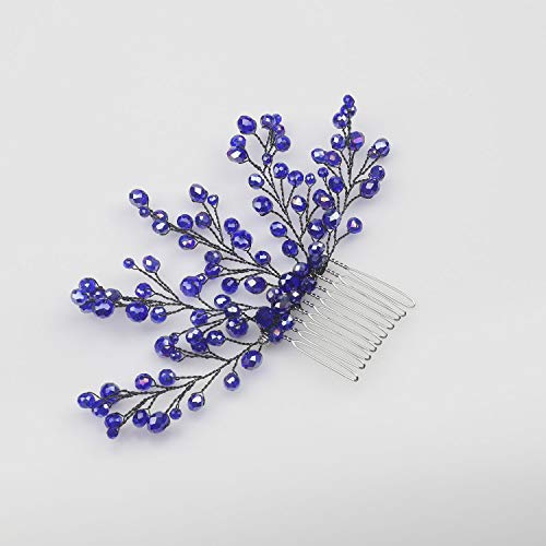 FXmimior Bridal Women Navy Blue Vintage Crystal Rhinestone Vintage Hair Comb Wedding Party Hair Accessories - Image 3