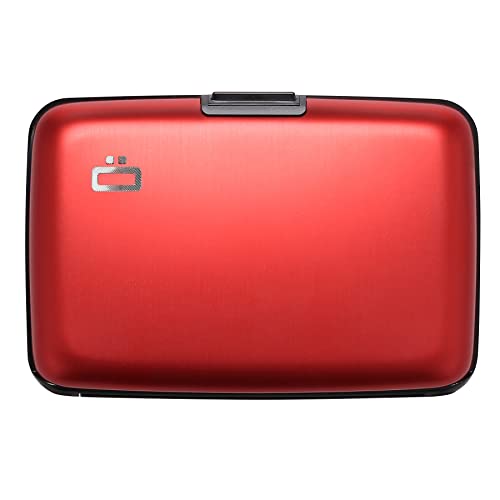 ÖGON -DESIGNS- Aluminum card holder, RFID Protection against fraud and demagnetization, Compact wallet, Smart Case STOCKHOLM V1 model (Aluminum Red) - Image 1
