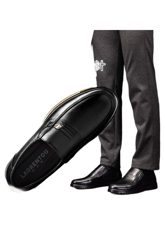 LAORENTOU Leather Shoes, Men'S Business Shoes, Slip-On Formal Shoes, Cowhide Dad Shoes, Wear-Resistant Driving Shoes, Ljd587, Black, Size 41 - Image 2
