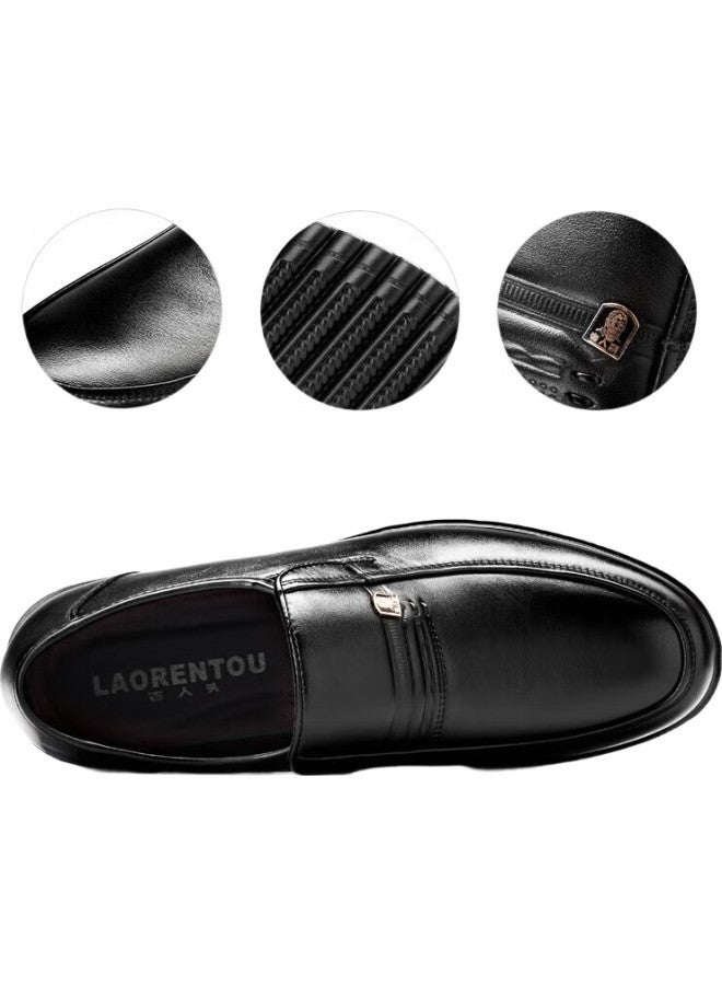 LAORENTOU Leather Shoes, Men'S Business Shoes, Slip-On Formal Shoes, Cowhide Dad Shoes, Wear-Resistant Driving Shoes, Ljd587, Black, Size 41 - Image 1