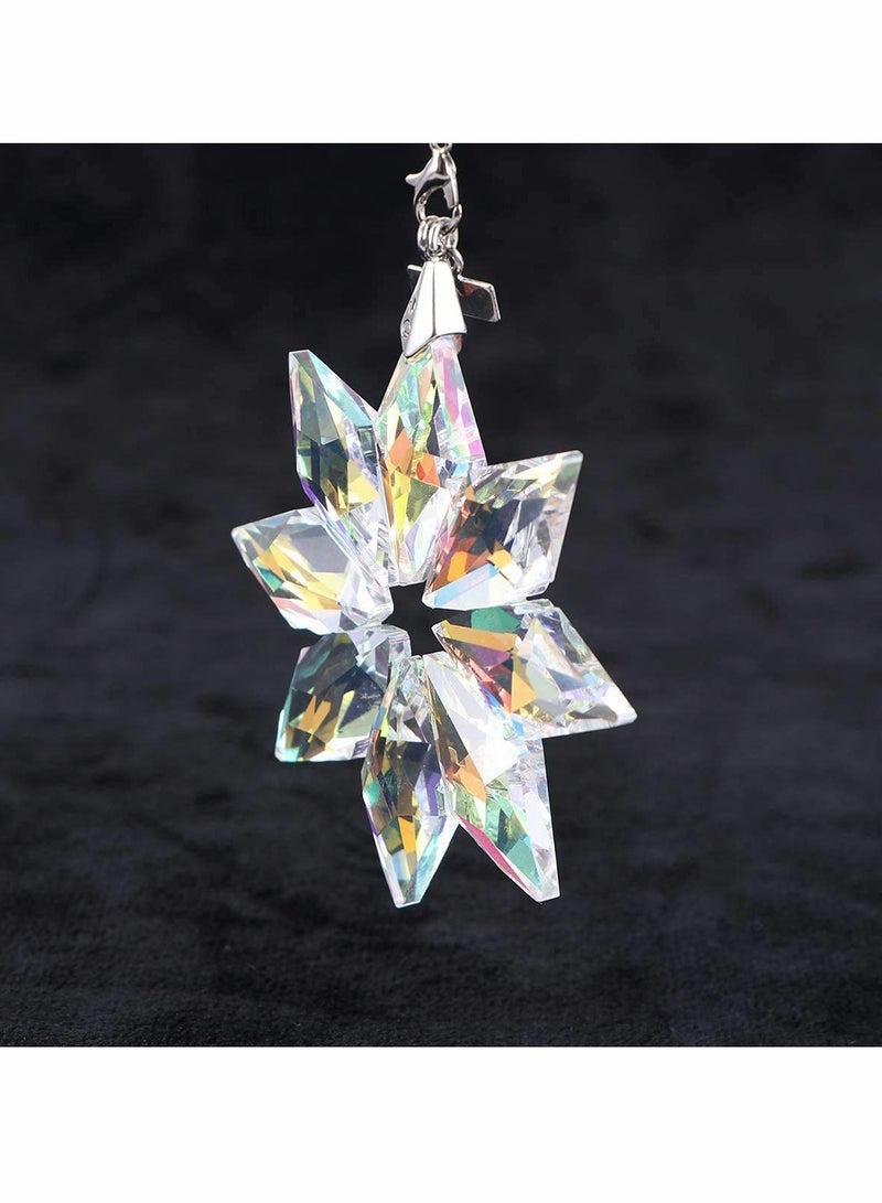 Sparkling Snowflake Crystal Rear View Mirror Charms, Elegant Car Hanging Ornaments & Accessories for Gifts, Diamond Decor for Your Vehicle - Image 4