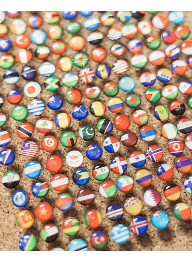 Premify 200 Pieces Creative Push Pins| Different Countries Flags Printed Thumb Tacks |Steel Point For Bulletin Board, Map, Office, Notice Board, Classroom  - Image 2