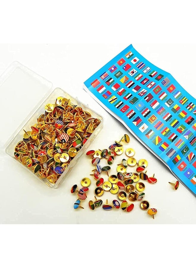 Premify 200 Pieces Creative Push Pins| Different Countries Flags Printed Thumb Tacks |Steel Point For Bulletin Board, Map, Office, Notice Board, Classroom  - Image 1