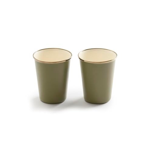 Barebones 2-Tone Enamel Cup Set - Set of 2, 14 oz Mugs - Enamelware Mugs - Durable Kitchen or Camping Mug Set (Olive Drab) - Image 2