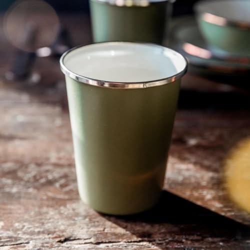 Barebones 2-Tone Enamel Cup Set - Set of 2, 14 oz Mugs - Enamelware Mugs - Durable Kitchen or Camping Mug Set (Olive Drab) - Image 3