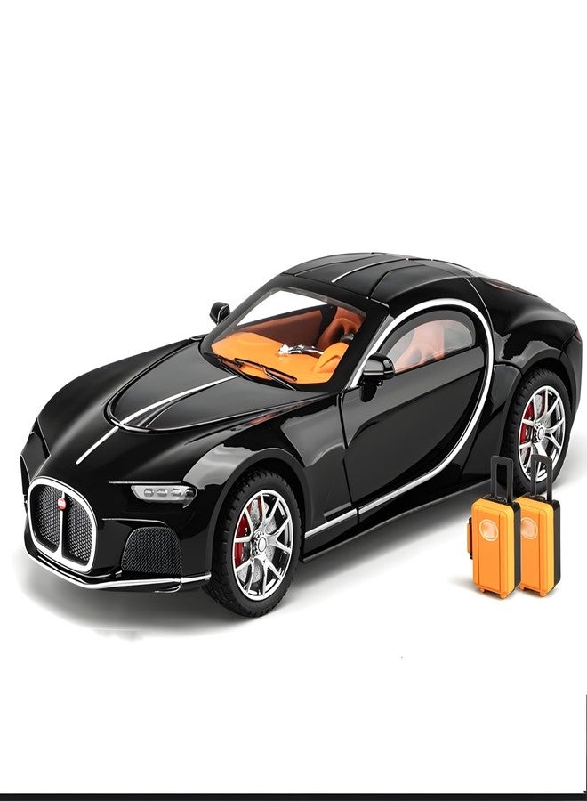 RareFind trove 1:24 Bugatti Atlantic Model Zinc Alloy Diecast Metal Pullback Openable Doors Toy Cars with Flashing Light and Musical Sound Toy Vehicle for Kids Black - Image 1