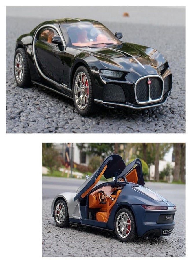 RareFind trove 1:24 Bugatti Atlantic Model Zinc Alloy Diecast Metal Pullback Openable Doors Toy Cars with Flashing Light and Musical Sound Toy Vehicle for Kids Black - Image 3