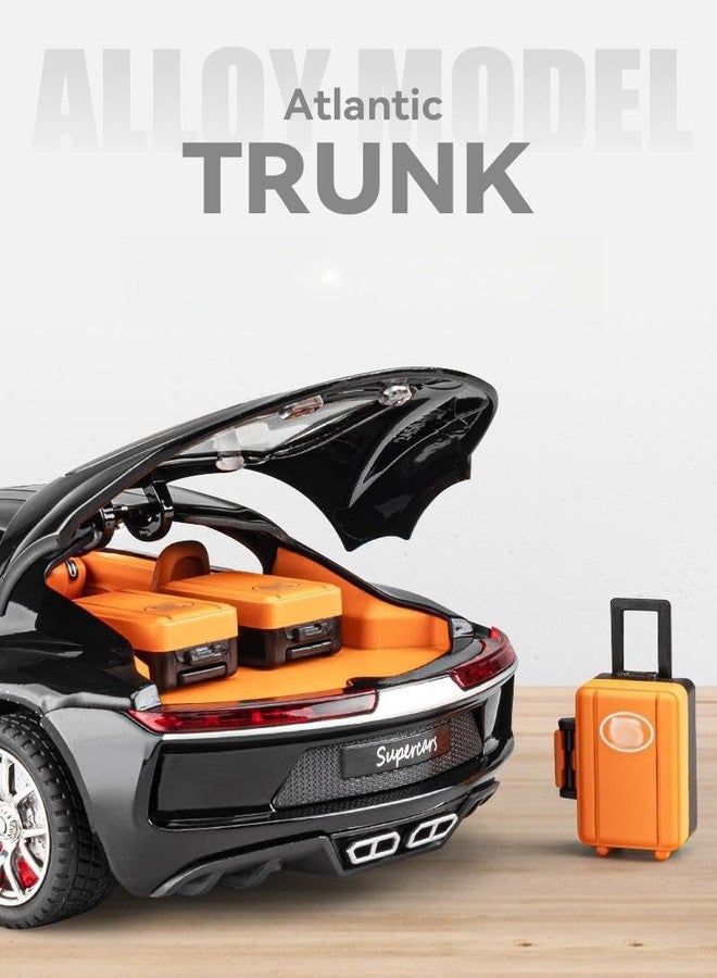 RareFind trove 1:24 Bugatti Atlantic Model Zinc Alloy Diecast Metal Pullback Openable Doors Toy Cars with Flashing Light and Musical Sound Toy Vehicle for Kids Black - Image 4