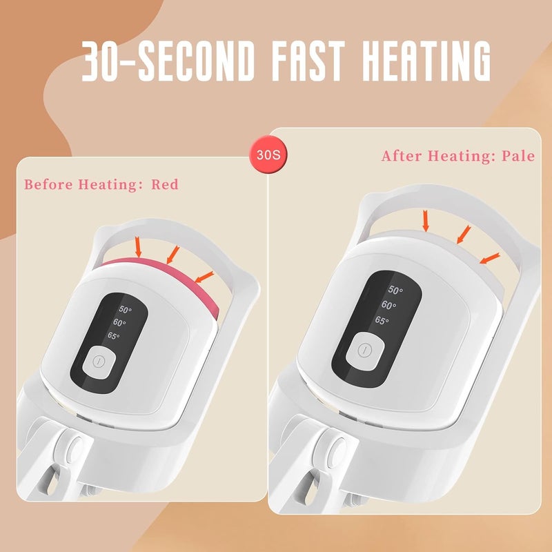 Luckam Rechargeable Heated Lash Curler, Electric Eyelash Curler with 3 Heat Settings, Long Lasting Eye lash Curler for Natural Lashes with Quick Pre Heat (White) - Image 4