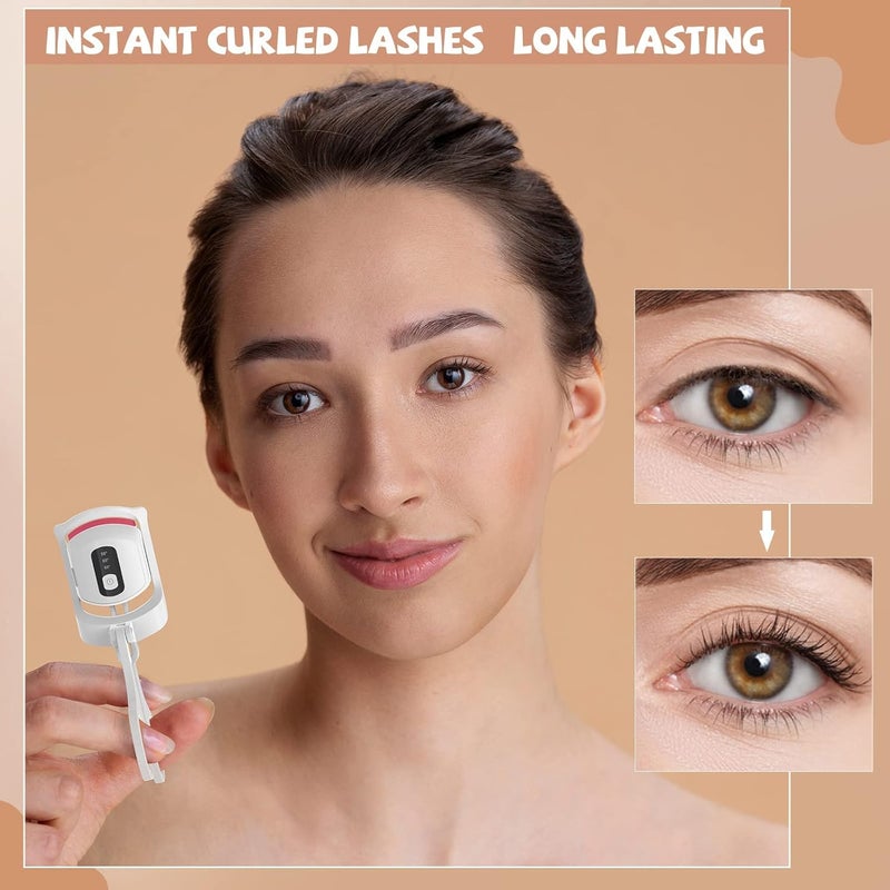 Luckam Rechargeable Heated Lash Curler, Electric Eyelash Curler with 3 Heat Settings, Long Lasting Eye lash Curler for Natural Lashes with Quick Pre Heat (White) - Image 2