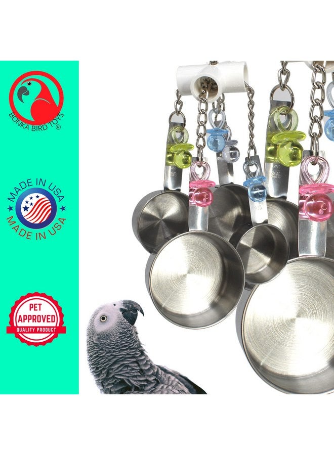 Bonka Bird Toys Clacker Bonka Bird Toys Colorful Durable Stainless Steel Pullable Parrot Macaw African Grey Cockatoo (Single Clacker, White) - Image 5