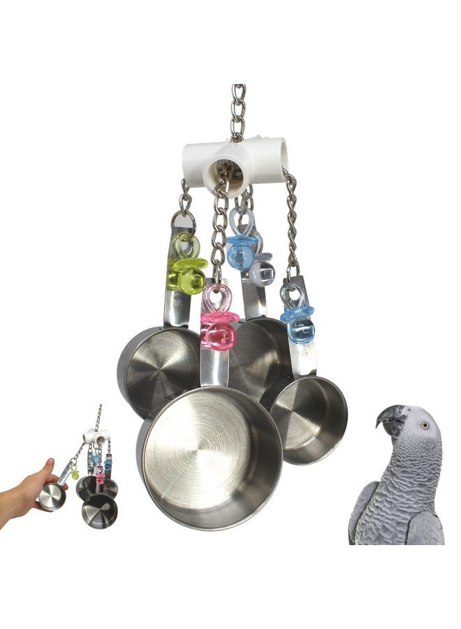 Bonka Bird Toys Clacker Bonka Bird Toys Colorful Durable Stainless Steel Pullable Parrot Macaw African Grey Cockatoo (Single Clacker, White) - Image 1