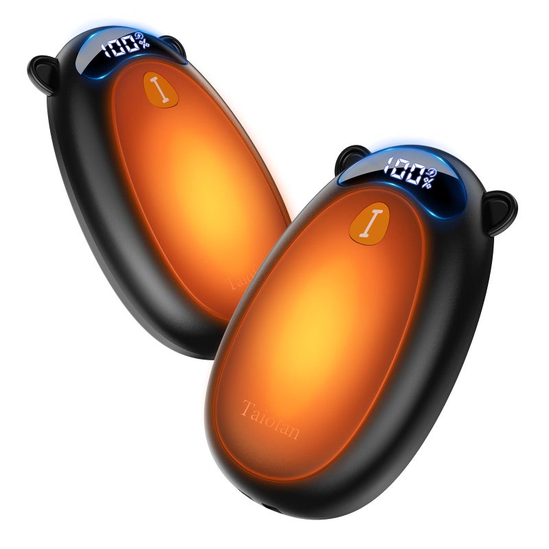 Taiofan Electric Hand Warmers Rechargeable, Cute Bear Design, LED Display, 4 Settings, Fast Heating Portable Pocket Heater Magnetic Handwarmers 2 Pack for Hunting Essentials Camping Gift for Men Women - Image 1