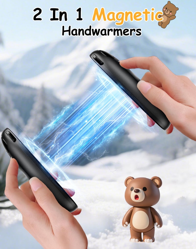 Taiofan Electric Hand Warmers Rechargeable, Cute Bear Design, LED Display, 4 Settings, Fast Heating Portable Pocket Heater Magnetic Handwarmers 2 Pack for Hunting Essentials Camping Gift for Men Women - Image 5