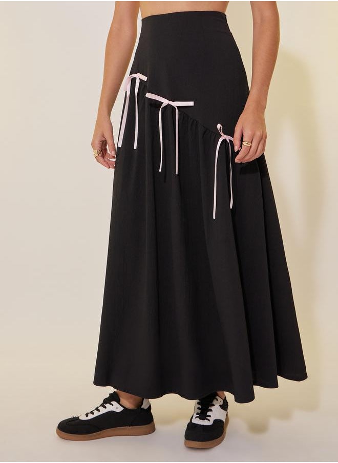 Take Two Bow Tie Detail A-line Midi Skirt  - Image 2