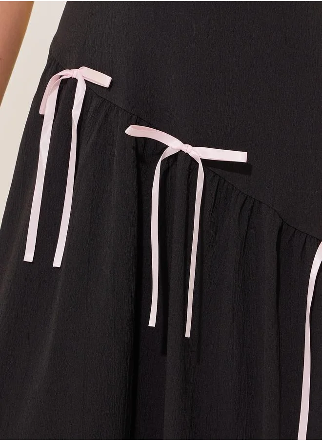 Styli Bow Tie Detail A-line Midi Skirt