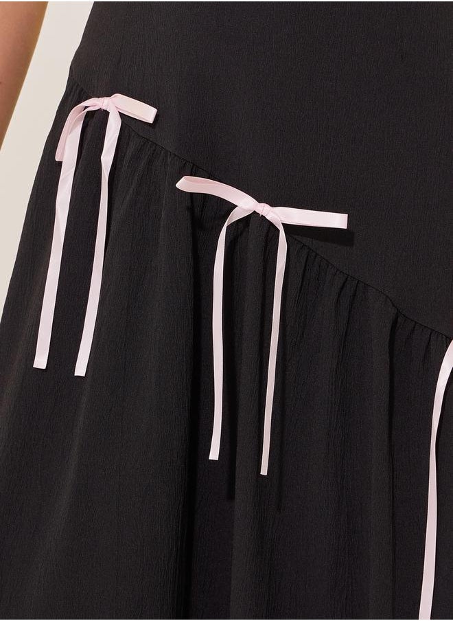 Take Two Bow Tie Detail A-line Midi Skirt  - Image 3