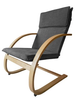 Moon Home and more.. Modern Bentwood Relaxing Chair Chenille Fabric Upholstered Relax Rocker Lounge Chair Grey  - Image 1