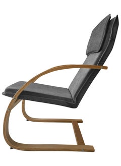 Moon Home and more.. Modern Bentwood Relaxing Chair Chenille Fabric Upholstered Relax Rocker Lounge Chair Grey  - Image 4