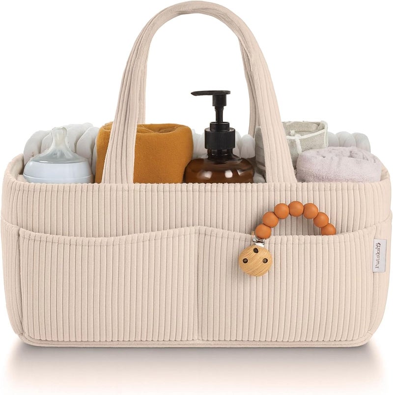 PUTSKA Baby Diaper Caddy Organizer - Cream - Image 1