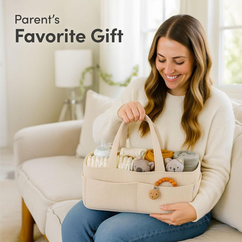 PUTSKA Baby Diaper Caddy Organizer - Cream - Image 5