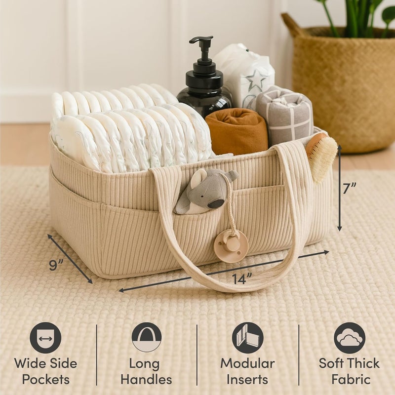 PUTSKA Baby Diaper Caddy Organizer - Cream - Image 4