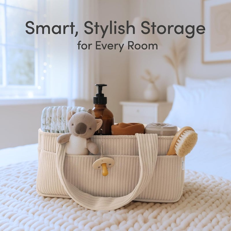 PUTSKA Baby Diaper Caddy Organizer - Cream - Image 2