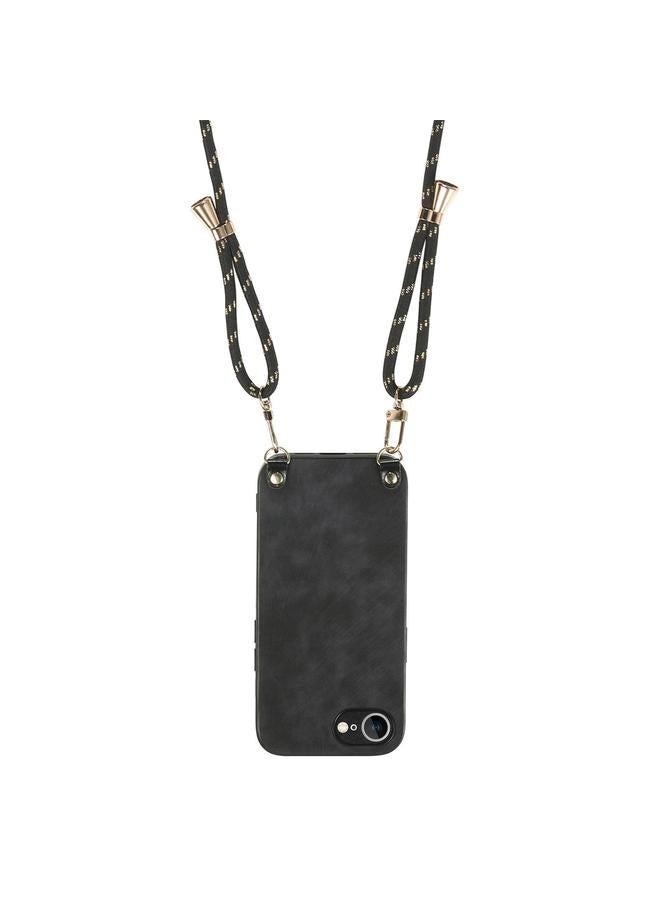 S-TOP Case For iPhone 16e Vintage Leather PC Back Cover Phone Case with Crossbody Strap - Image 3